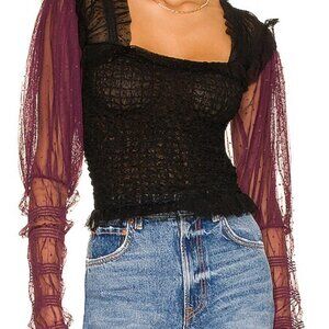 Free People Black and Purple Women's Nothing Sweeter Top